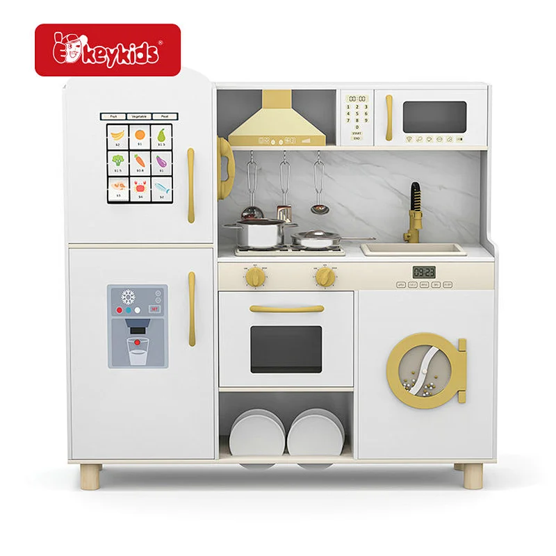 Kids Wooden Play Kitchen Set - Features Full Mini Appliances Realistic Pretend Cooking W10C992